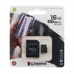 Memoria micro SD card 16GB Kingston Clase 10 A1 100MB/s
