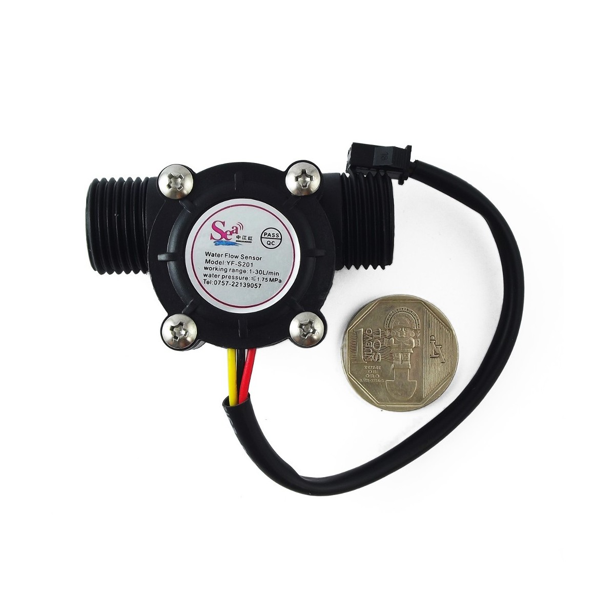 Medidor sensor de flujo de agua YF-S201 - Caudalímetro compatible Arduino /  PIC / Rasperry Pi - Tecnopura