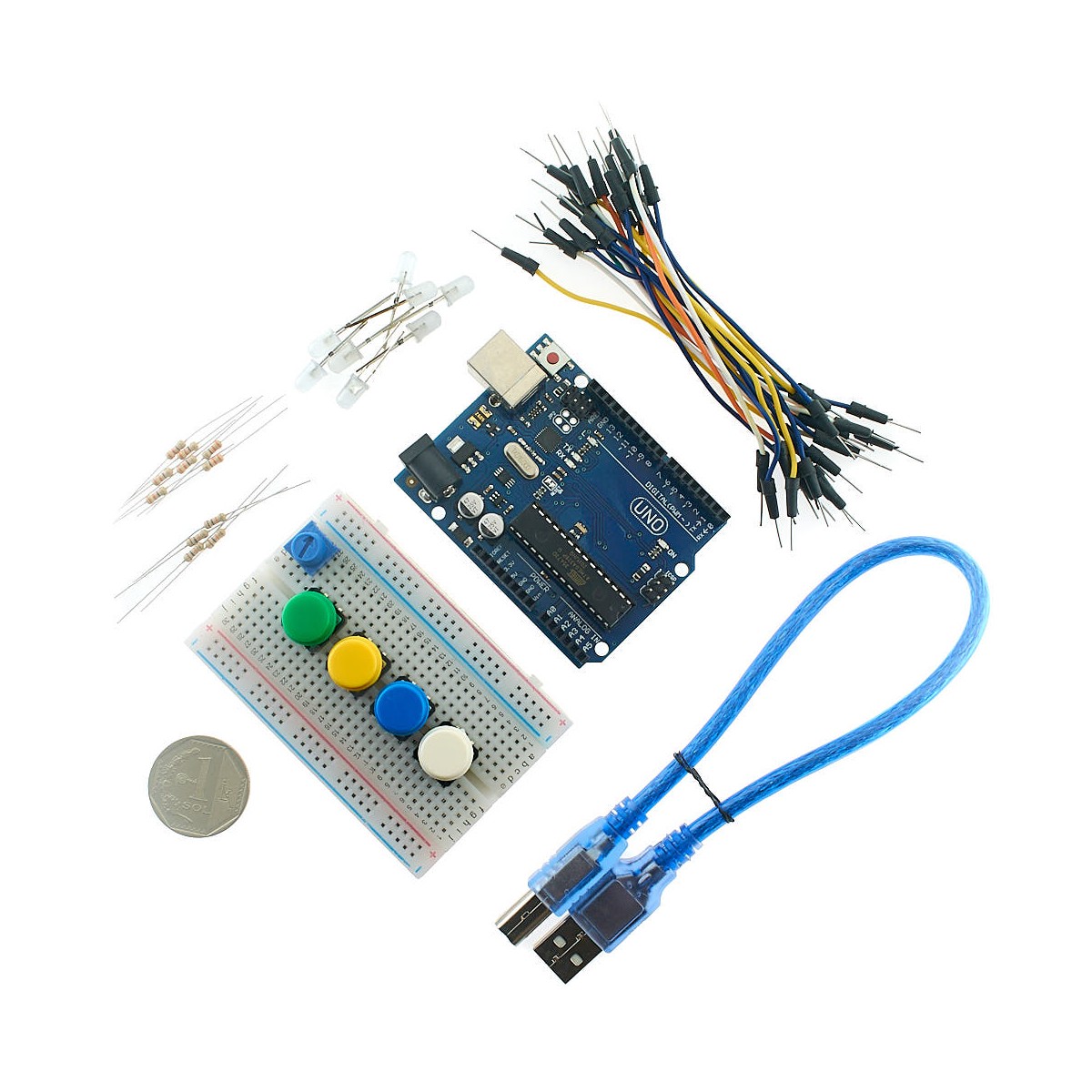 Kit De Arduino básico + Compatible Arduino Uno (Practica de Leds) 
